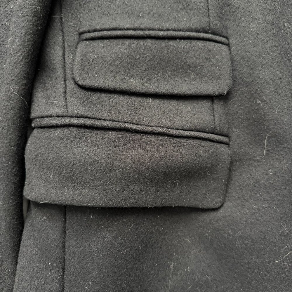 BENETTON Wool Button Front Long Dress Coat Black Large Sz 50 - Picture 9 of 16